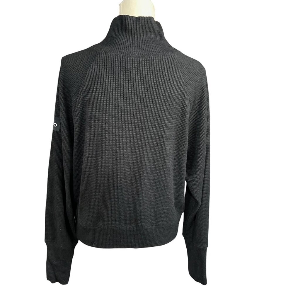 Alo Women's Waffle Weekend Escape Mock Neck Long Sleeve Black Size Medium - Picture 3 of 7